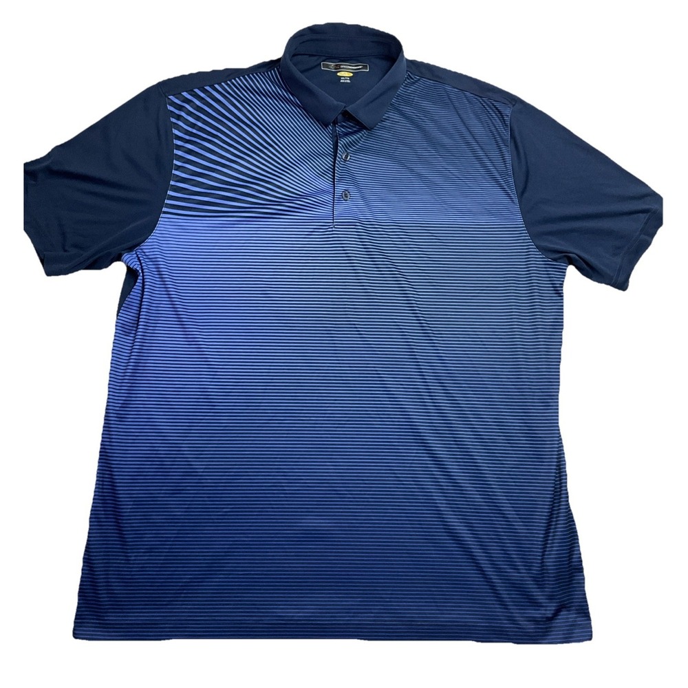 Greg Norman Men's Blue Stripped Short Sleeve Polo Shirt Size 2XL